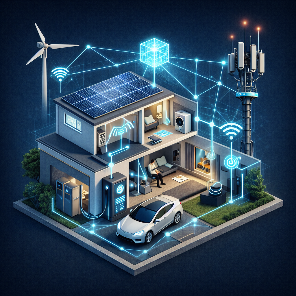 3D isometric diagram of a home participating in DePIN energy and wireless networks.